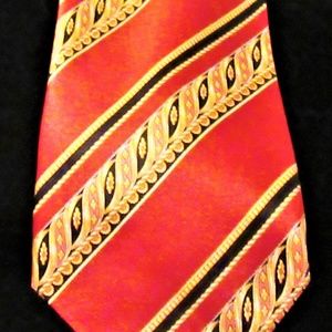 VINTAGE LANVIN  FRENCH MADE RED STRIPED SILK TIE